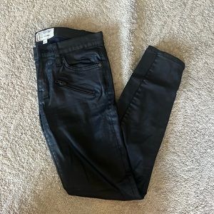 Current/Elliott coated black jeans with ankle zipper